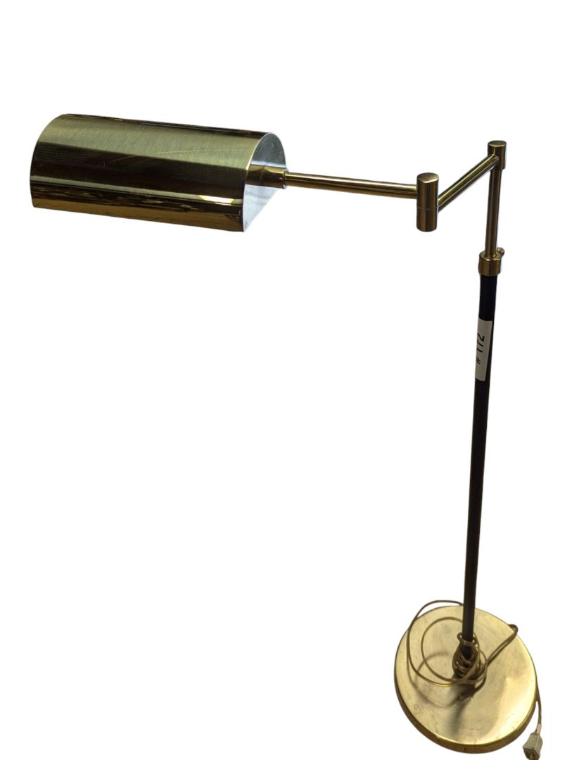 Vintage Brass-Tone Adjustable Swing Arm Floor Lamp