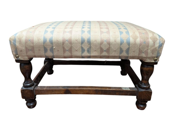 Vintage Upholstered Wood Footstool