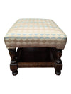 Vintage Upholstered Wood Footstool