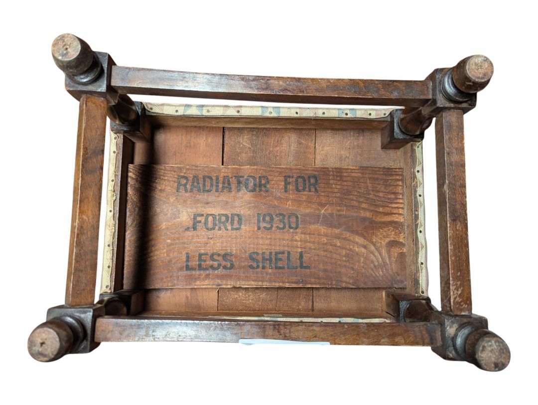 Vintage Upholstered Wood Footstool