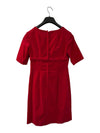 Red Short Sleeve Dress with White Lace Detail
