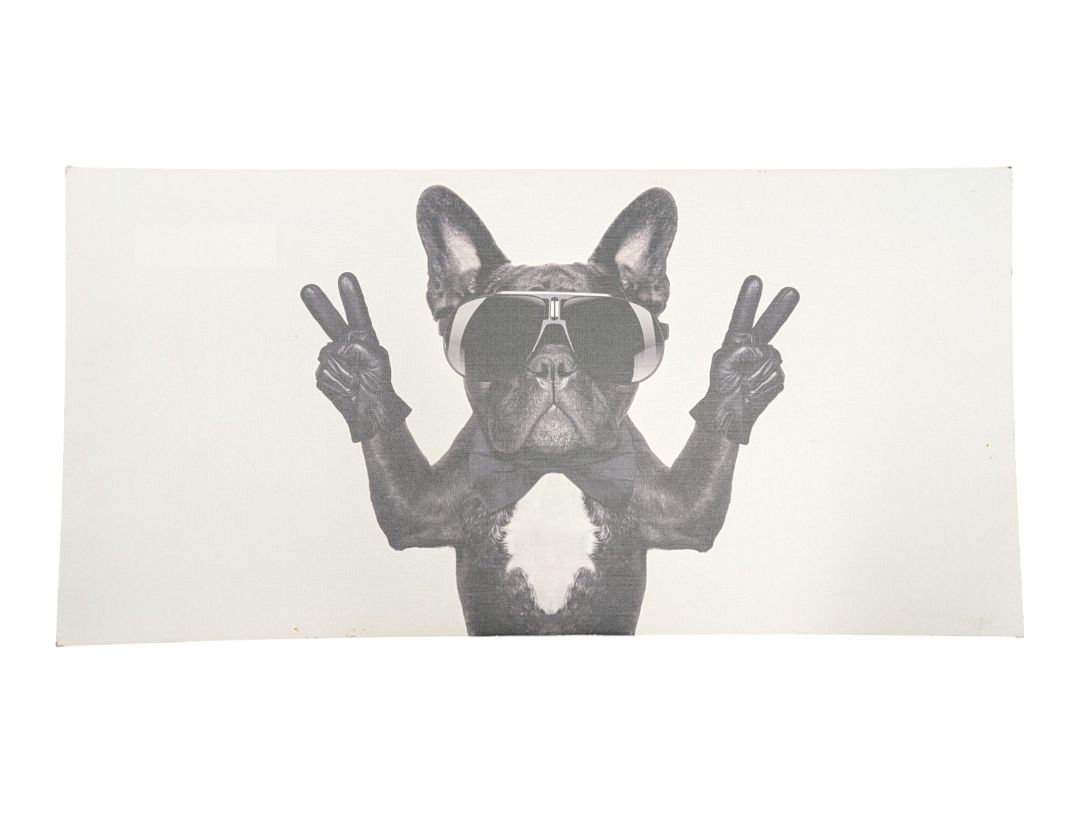 French Bulldog Peace Sign Canvas Wall Art