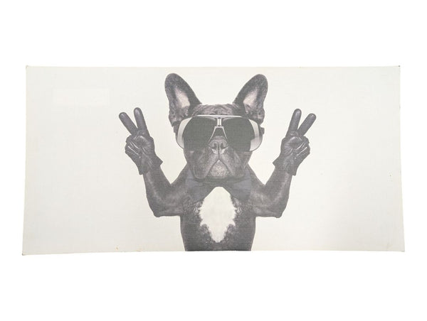 French Bulldog Peace Sign Canvas Wall Art