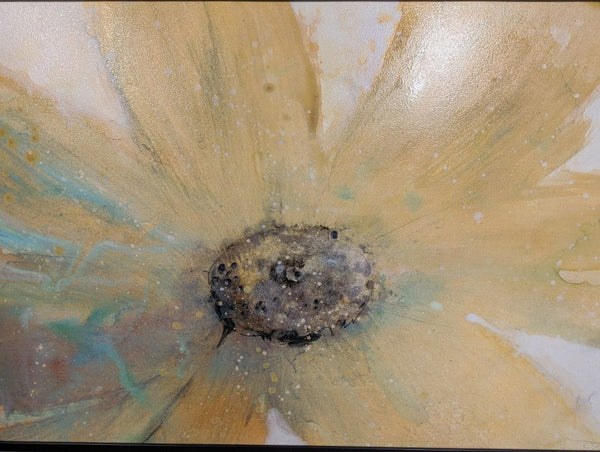 Signed Abstract Floral Artwork in Black Frame