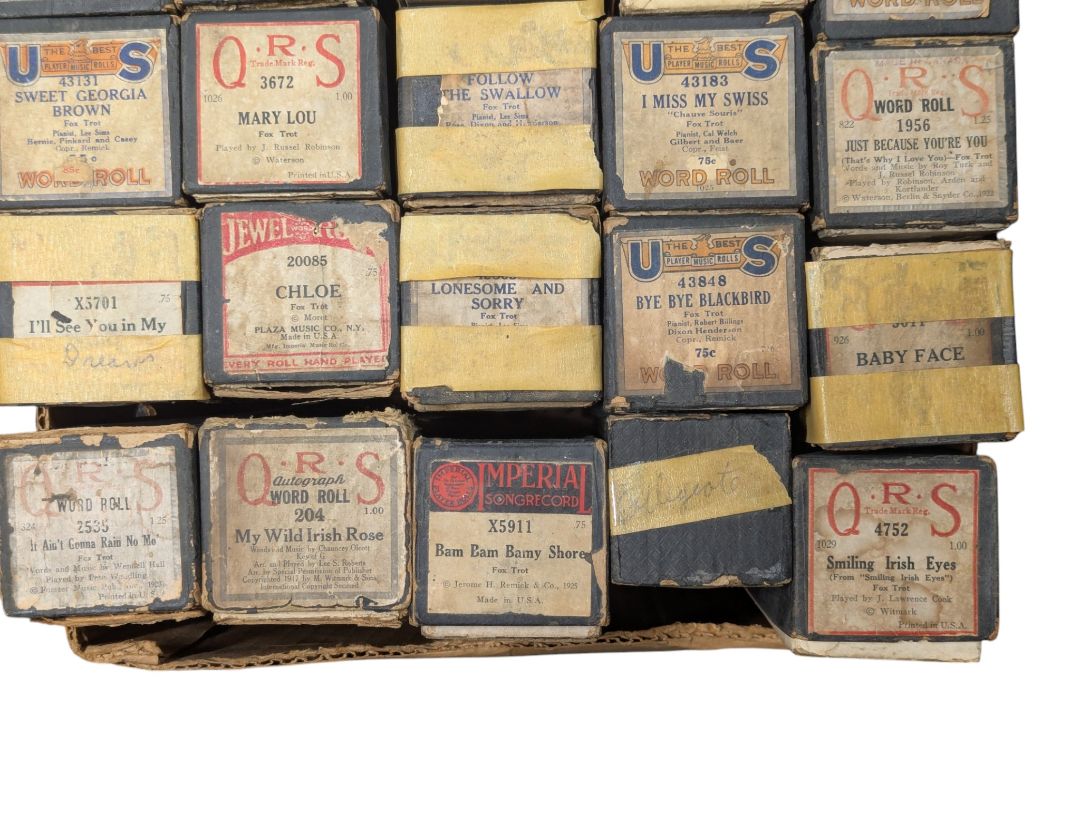 Large Lot of 34 Vintage Player Piano Music Rolls