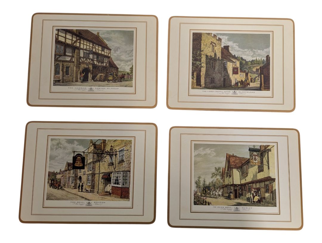 Set of 4 English Life Old English Inns Cork-Backed Placemats