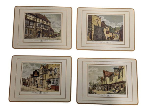 Set of 4 English Life Old English Inns Cork-Backed Placemats