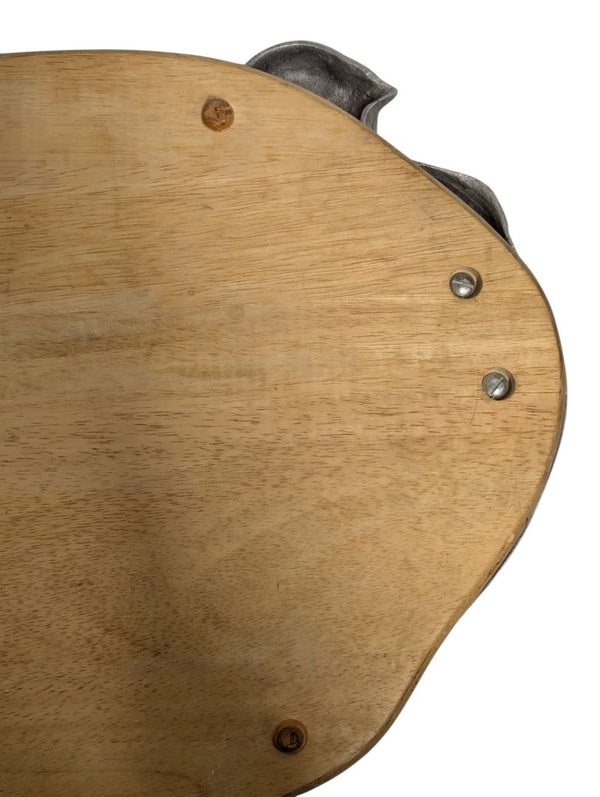 Turkey-Shaped Wood Serving Board with Metal Accents