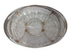 Oval Pressed Glass Serving Tray with Gold Accents