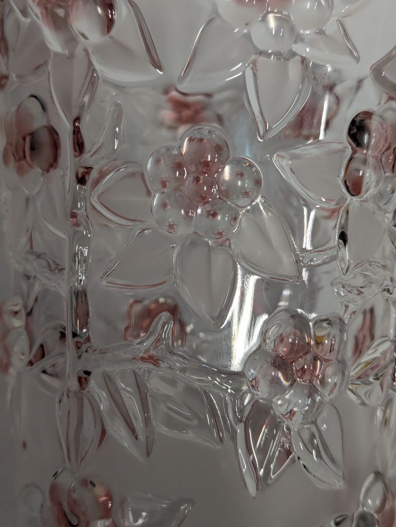 Pink Floral Embossed Glass Vase