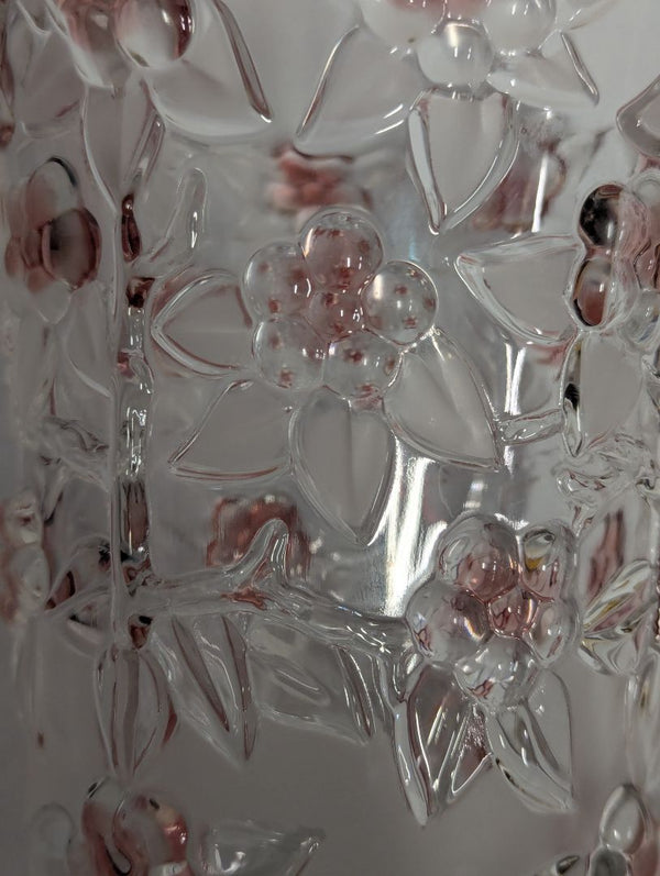 Pink Floral Embossed Glass Vase