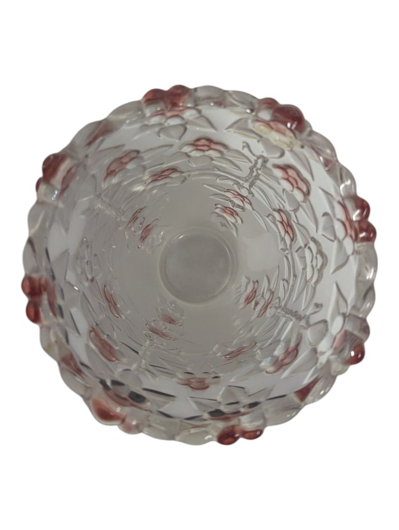 Pink Floral Embossed Glass Vase