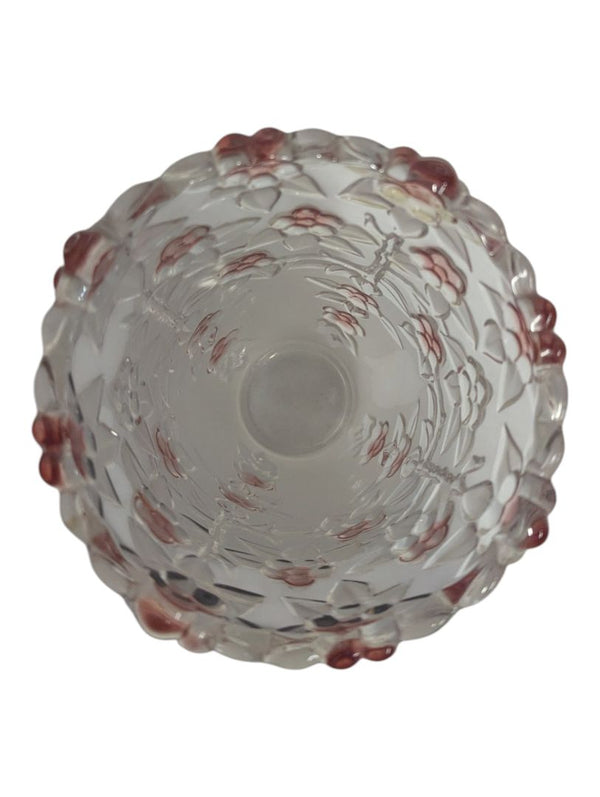 Pink Floral Embossed Glass Vase