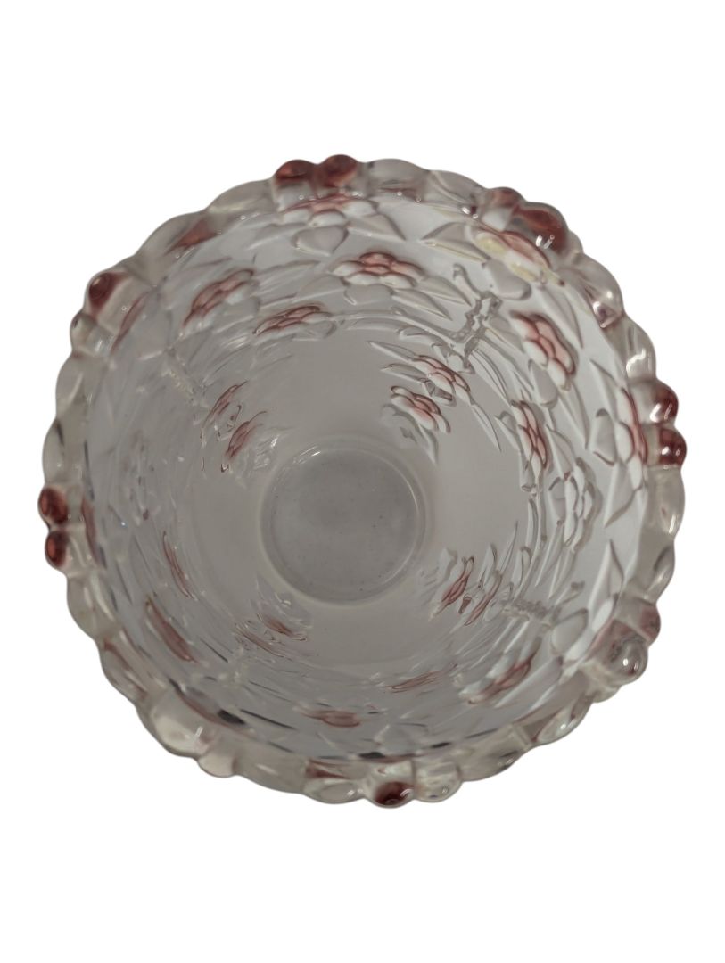 Pink Floral Embossed Glass Vase