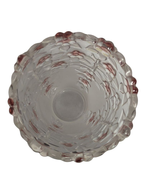 Pink Floral Embossed Glass Vase