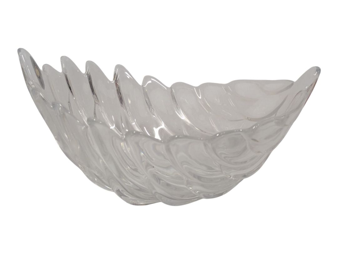 Clear Glass Leaf-Shaped Decorative Bowl