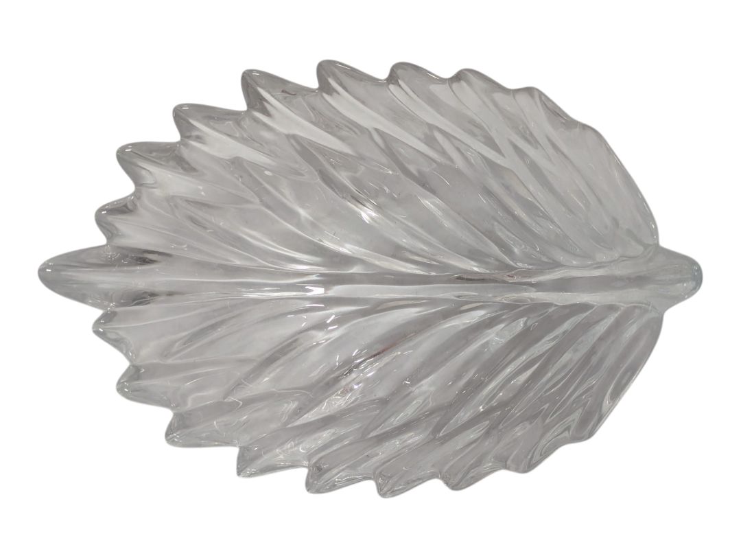 Clear Glass Leaf-Shaped Decorative Bowl