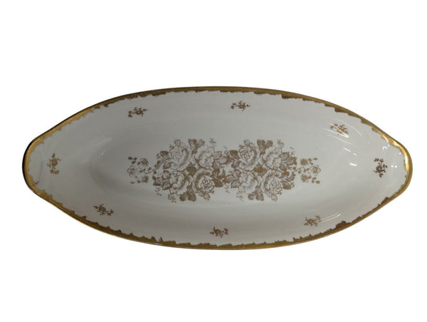 Lot of 2 Vintage Gold Floral Porcelain Serving Pieces