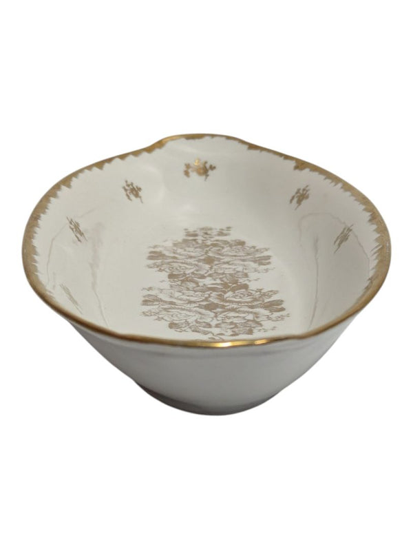 Lot of 2 Vintage Gold Floral Porcelain Serving Pieces