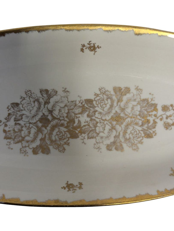 Lot of 2 Vintage Gold Floral Porcelain Serving Pieces