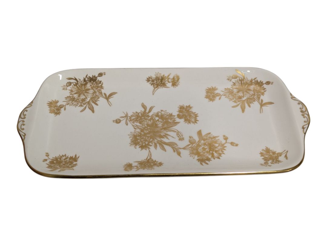 Lot of 2 Vintage Gold Floral Porcelain Serving Pieces