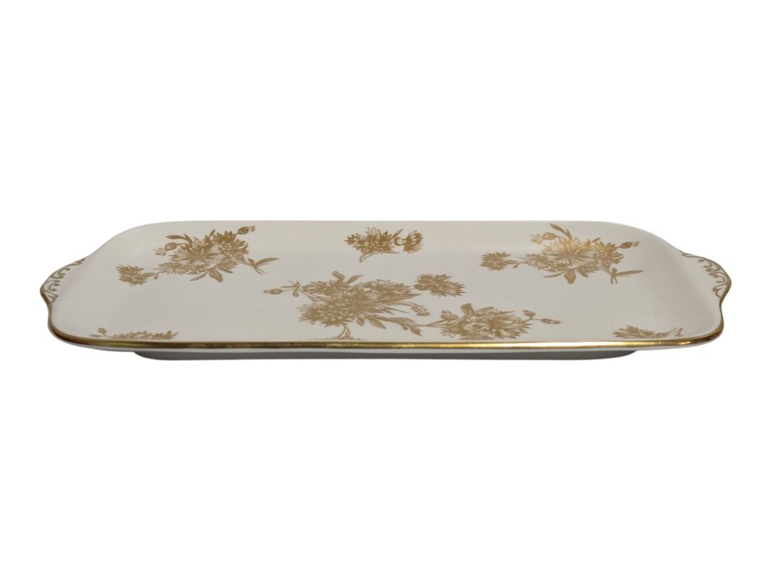 Lot of 2 Vintage Gold Floral Porcelain Serving Pieces