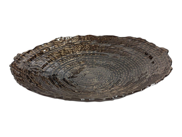 Textured Brown Glass Decorative Bowl