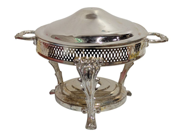 Vintage Silver-Tone Chafing Dish Warmer