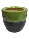 Two-Tone Green & Charcoal Ceramic Planter