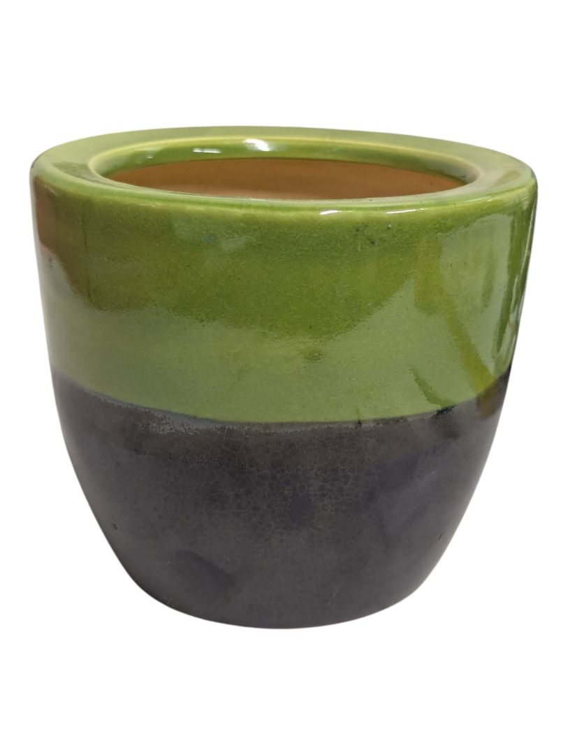 Two-Tone Green & Charcoal Ceramic Planter