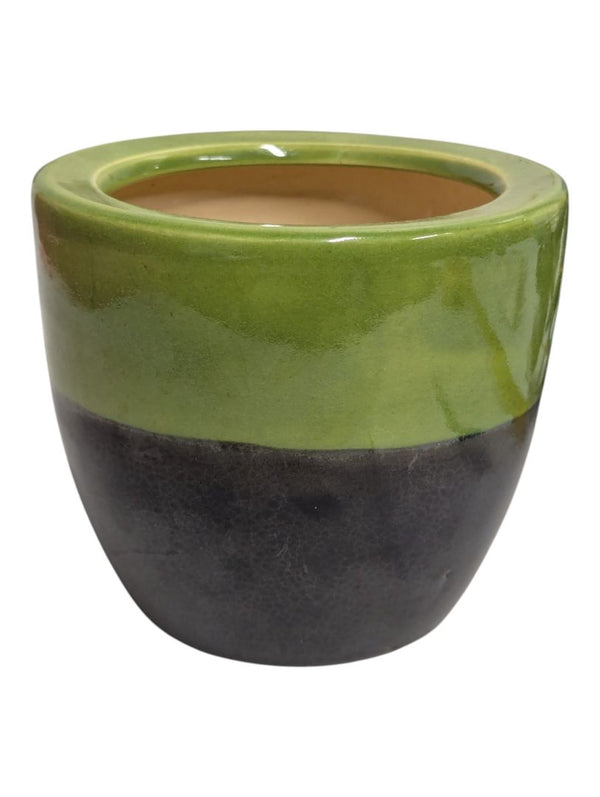 Two-Tone Green & Charcoal Ceramic Planter