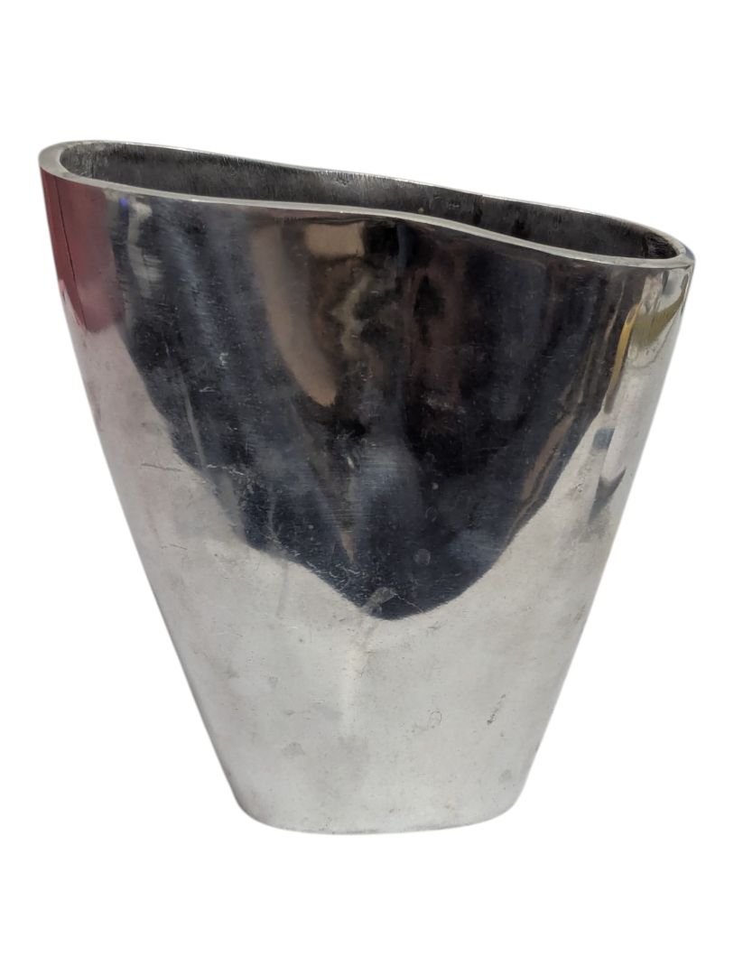 Modern Sculptural Polished Aluminum Vase