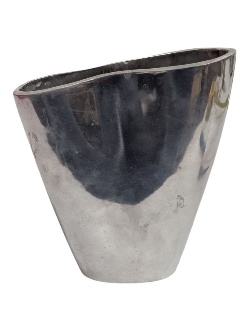 Modern Sculptural Polished Aluminum Vase