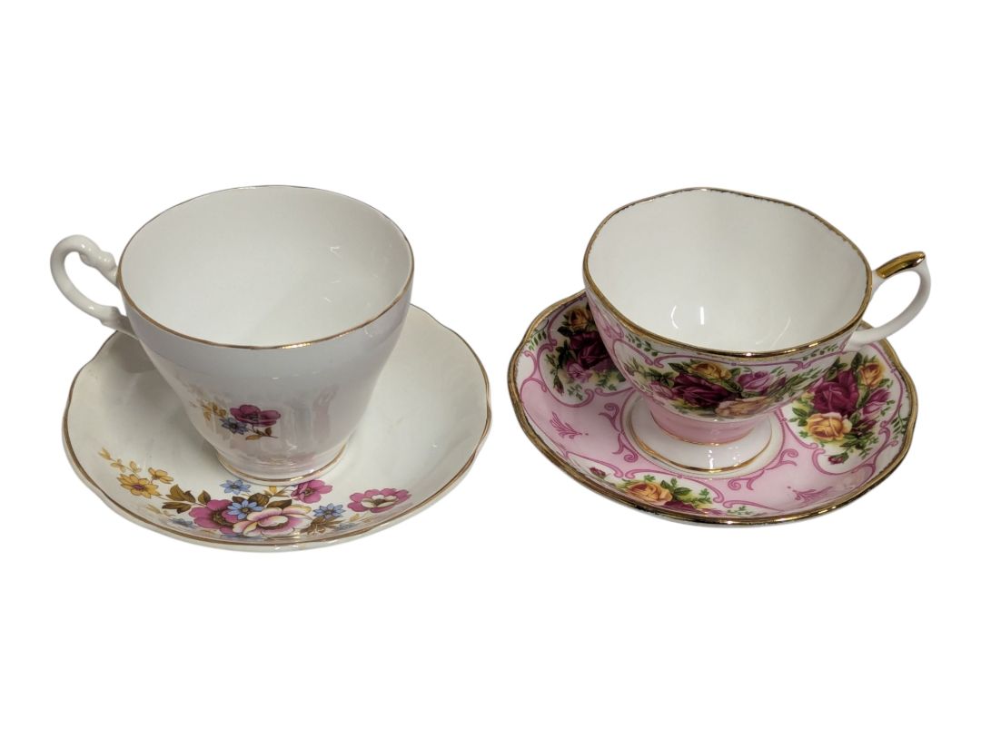 Vintage English Bone China Teacup & Saucer Lot