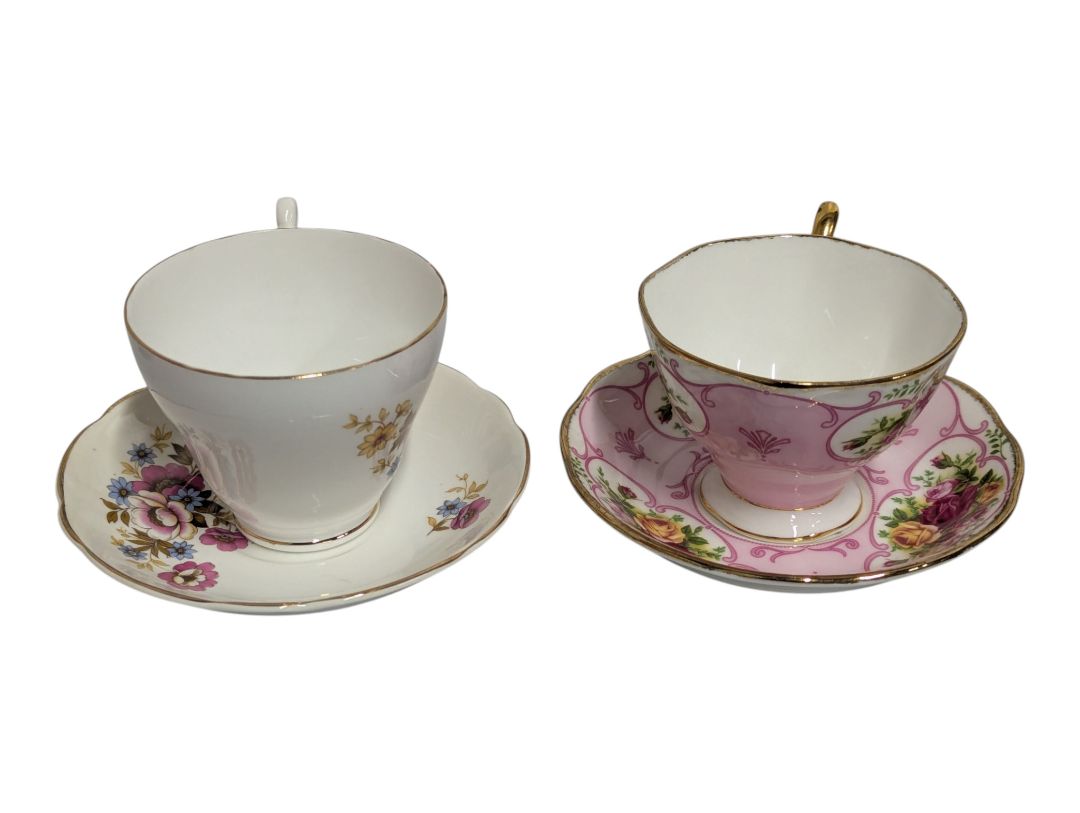 Vintage English Bone China Teacup & Saucer Lot