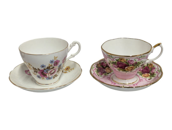 Vintage English Bone China Teacup & Saucer Lot