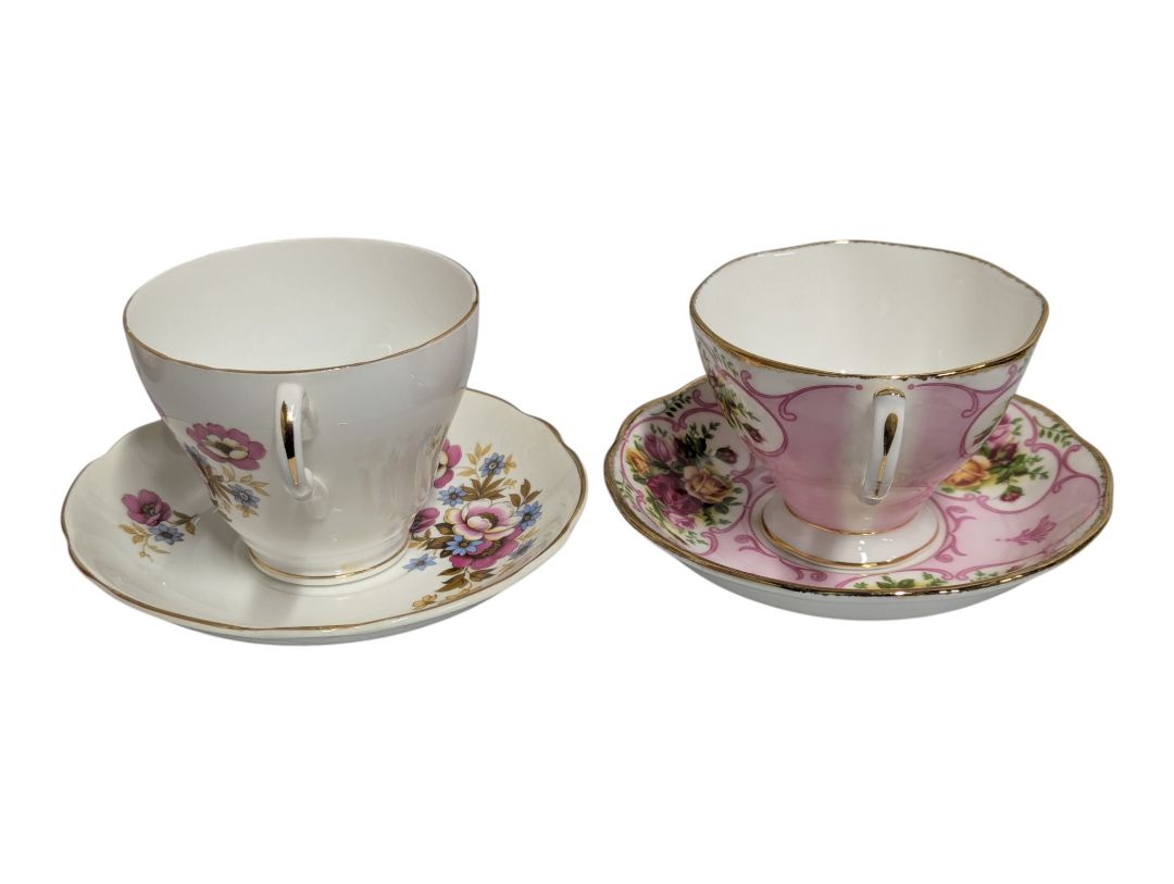 Vintage English Bone China Teacup & Saucer Lot