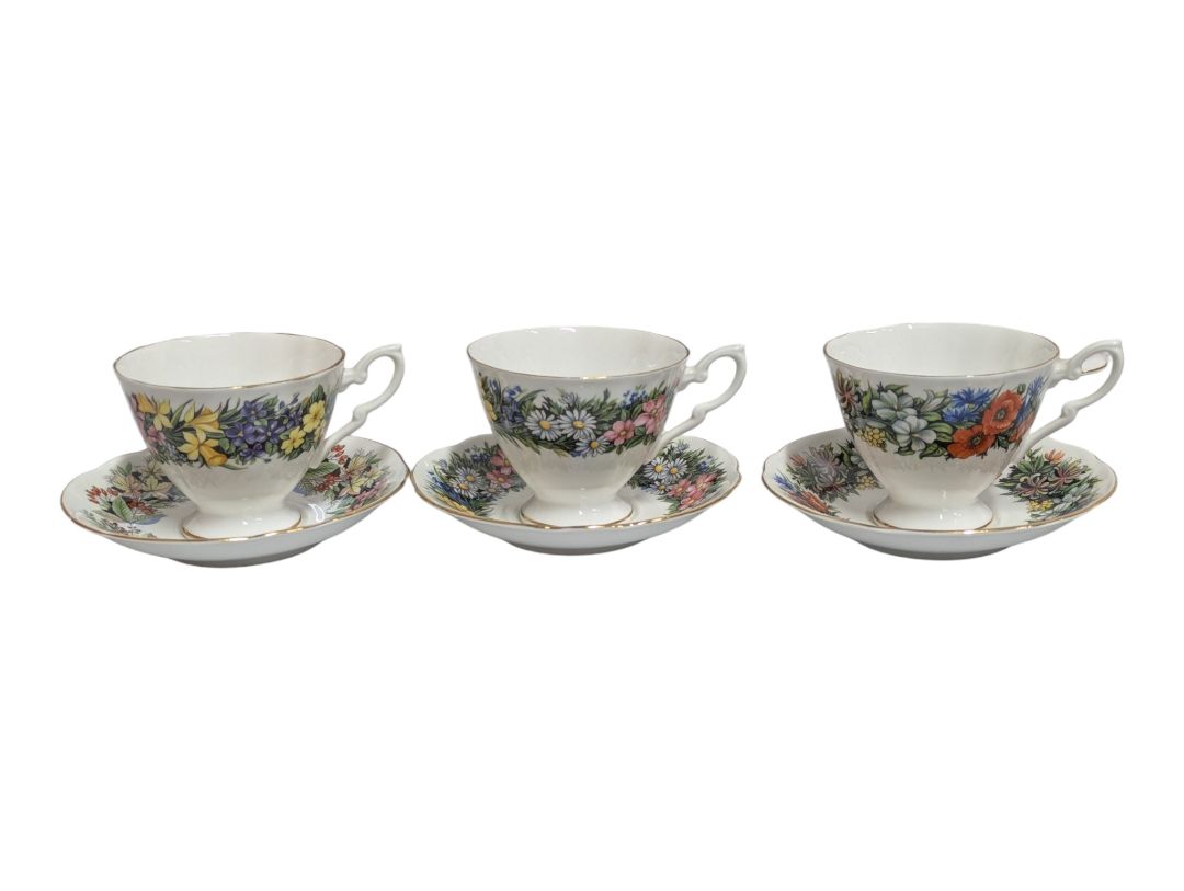 Vintage English Bone China Teacup & Saucer Lot