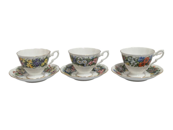 Vintage English Bone China Teacup & Saucer Lot