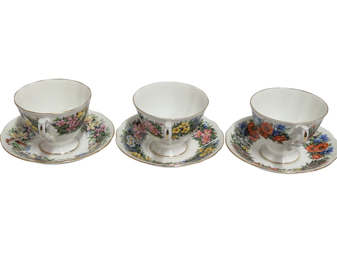 Vintage English Bone China Teacup & Saucer Lot