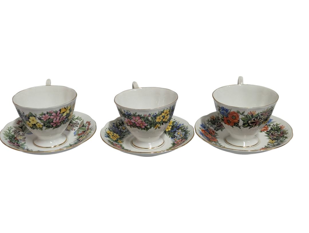 Vintage English Bone China Teacup & Saucer Lot