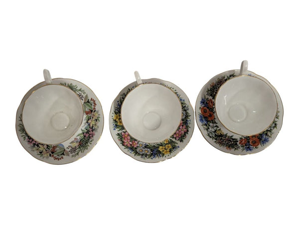 Vintage English Bone China Teacup & Saucer Lot