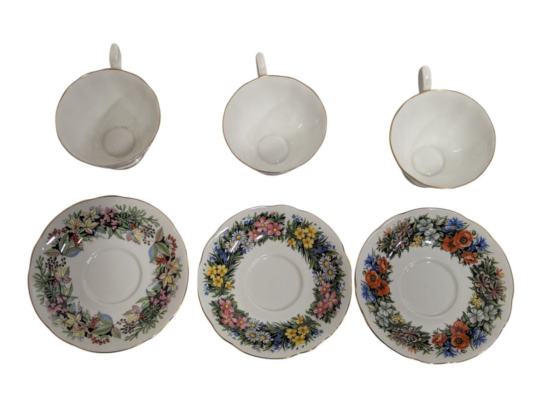 Vintage English Bone China Teacup & Saucer Lot