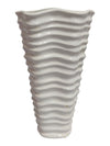 White Wavy Ribbed Ceramic Vase