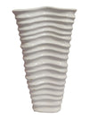 White Wavy Ribbed Ceramic Vase