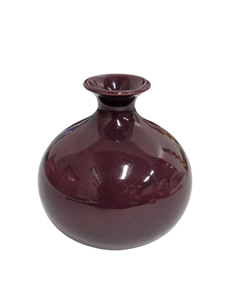 Burgundy Round Art Glass Vase