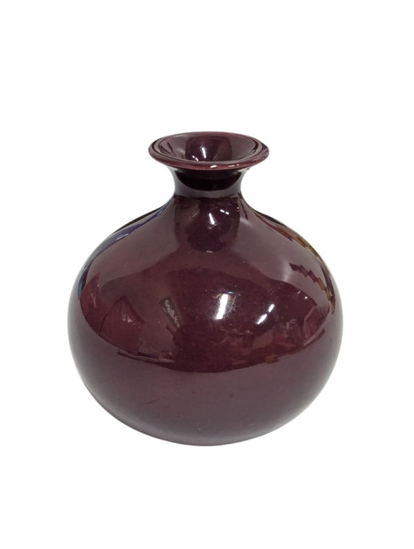 Burgundy Round Art Glass Vase