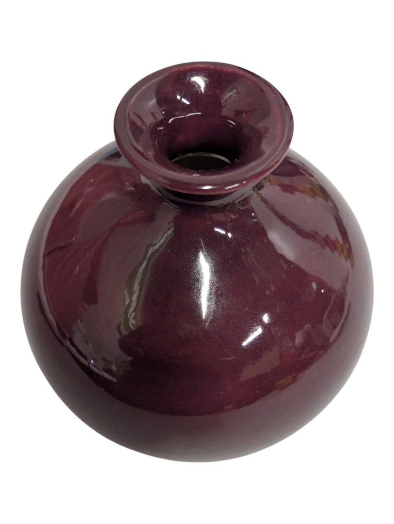 Burgundy Round Art Glass Vase