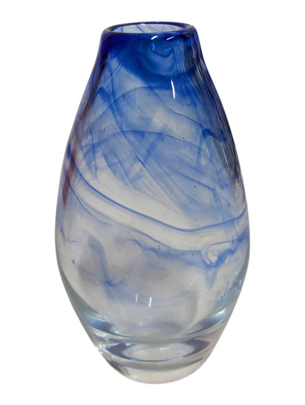 Blue Swirl Art Glass Vase
