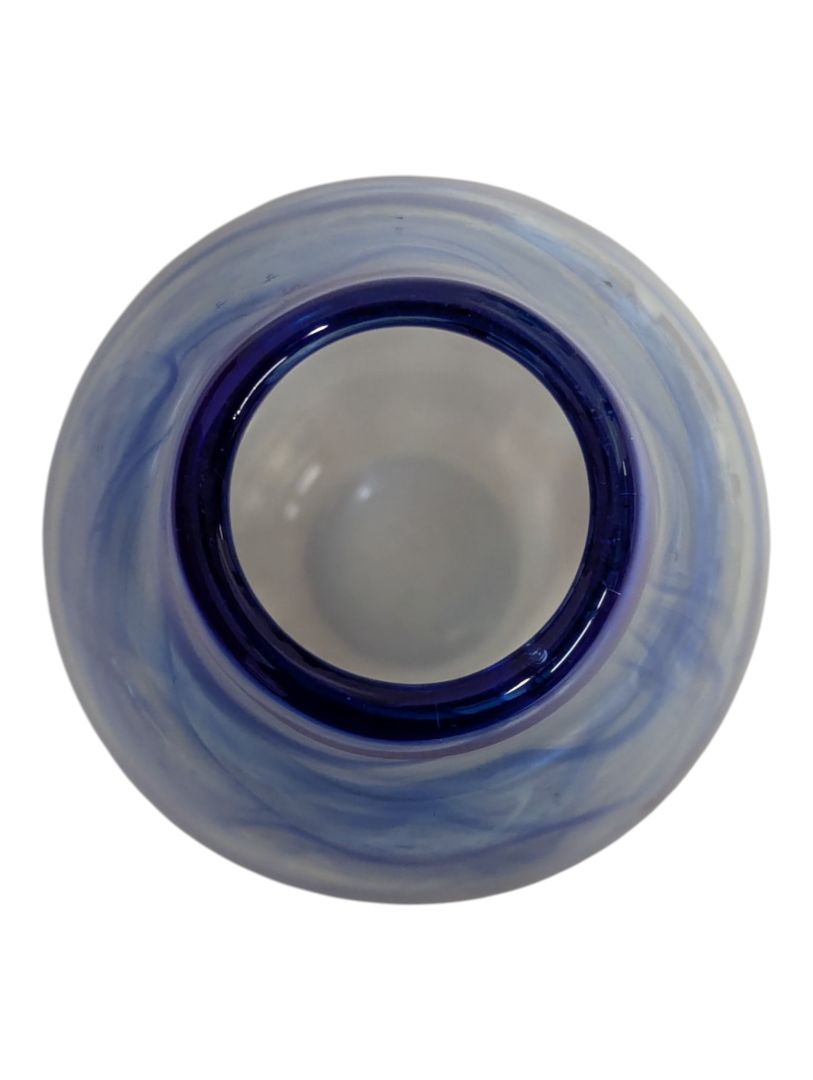 Blue Swirl Art Glass Vase